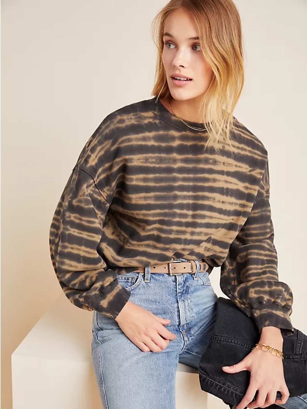 Agolde Richie Tie Dye Bubble Cropped Sweatshirt Like New Size XS Anthropologie